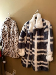 Womens Faux Fur Coat Lot Mod X Colorblock Animal Print Jackets