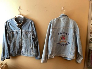 Lot of Womens Denim Jackets Tommy Hilfiger Fashion Cuff Light Wash