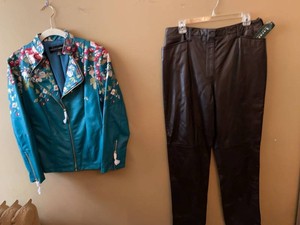 Womens Leather Jacket & Pants Lot Colleen Lopez Lauren Ralph Lauren