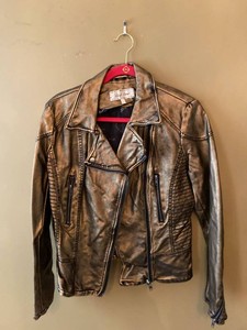 Sheryl Crow Metallic Moto Jacket Embroidered Eagle Back Womens M