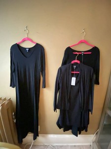 Eileen Fisher Black Dresses & Cardigan Lot Womens M L NWT