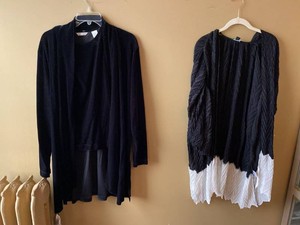 Womens Designer Tops Lot Laura Ashley TimeLine Black Layered Blouse