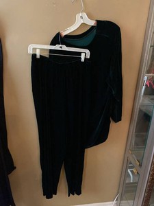 Fisher New York Velvet Top & Pants Set Dark Green Size 2