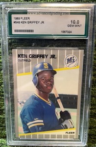 1989 Fleer Ken Griffey Jr #548 Rookie RC graded 10