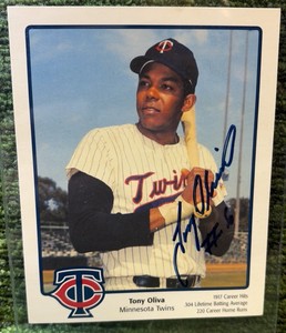 SCARCE Tony Oliva AUTOD 2000s Minnesota Twins Winter Caravan 4x5 Card