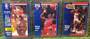 Michael Jordan Fleer 1991  Lot of 3 Base Set League Leaders All-Star Team