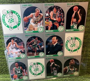 1990-91 NBA Hoops BOSTON CELTICS Uncut Sheet Basketball Cards w Larry Bird