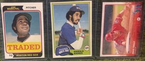1974 Topps Traded Juan Marichal, 1981 Topps #347 Harold Baines Rookie, 2015 Mike Trout Topps Baseball Series One Card