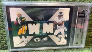 Brett Favre, Donovan McNabb 2004 SPX Winning Materials GAME-USED Dual Patch Card