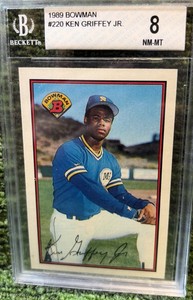 Bowman 1989 Ken Griffey Jr #220 Beckett Graded 8 Base Set Seattle Mariners MLB