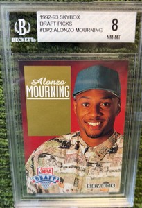 1992 Skybox Draft Picks #DP2 Alonzo Mourning Charlotte Hornets BGS 9m8 Nice Card