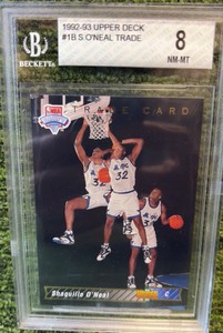 1992-93 Upper Deck Shaquille ONeal RC Rookie Card #1B Trade BGS 8 Magic