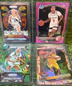 WNBA 4 CARD Insert Lot Lexie Hull Groovy, Darianna Alexander 199, Dominique Malonga Greeen Kaledoscope, & Lisa Leslie WNBA LOGO 