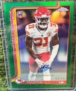 Topps Chrome 2025 Jeffrey Bassa Rookie Autograph Green Refractor Chiefs #99