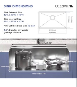 32in Undermount Workstations Kitchen Sinks - 11 Gauge Stainless Steel Sink 10inch Deep Worktation Sink with Cutting Board and Accessories New in Box Retail: $250