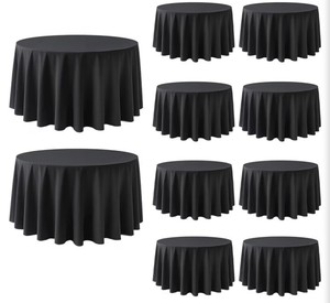 10-Pack of Black Table Clothes, 10-feet Across, Great for 8-Foot Tables, Great for Parties, Weddings and More