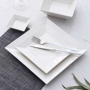4 piece dinnerware set for 6 people - Porlien 24-Piece Classic Square Dinnerware Set for 6-Off White Plates