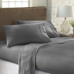 King - Home Collection 4 Piece Striped Bed Sheet Set - 1 flat - 1 fitted - 2 pillowcases