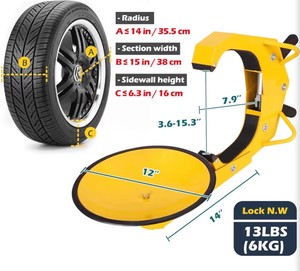 Tevlaphee Wheel Lock - Car Boot Anti-Theft Trailers Wheel Clamp Lock Parking Boot for Cars, Trucks, SUVs, Campers - Upgraded Dual Lock Adjustable Lug Nuts Cover