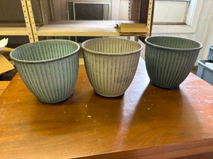Three IronStone Garden and Flower Pots 6 Size, Colors are Latte, Steel Blue and Charcoal