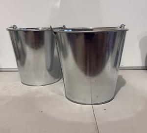 2 Pack Metal Pails with Handle - 10 Liter - great for holiday parties, crafters, winter decorations, potting penitential trees or plants