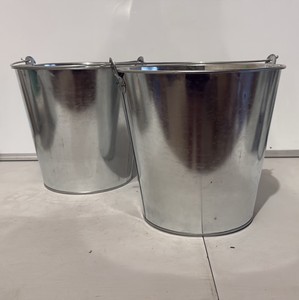 2 Pack Metal Pails with Handle - 10 Liter - great for holiday parties, crafters, winter decorations, potting penitential trees or plants