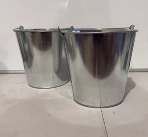 2 Pack Metal Pails with Handle - 10 Liter - great for holiday parties, crafters, winter decorations, potting penitential trees or plants
