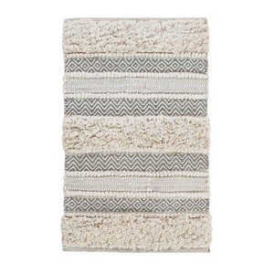 Asher Woven Texture Stripe Bath Rug - Blues and Cream - multi texture - 20x32 - Retail $85