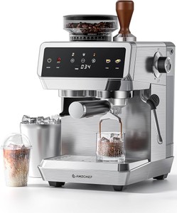 Espresso Machine With Grinder, 190-201 Temp Control Coffee Machine with 44 Grind Setting, Milk Frother, Touch Screen, Cold Brew, Sliver - Used Once - Retail $299