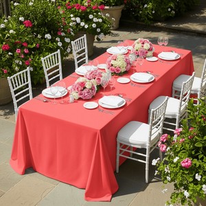 AK-Trading 60 x 102-Inch Rectangular Polyester Tablecloth- Pink Color - see last picture for true color