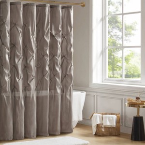 Madison Park Vivian Tufted Shower Curtain - 72x72 - Color Mushroom Retail $50