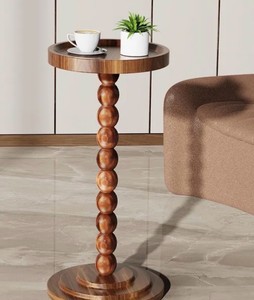 Round Wooden Side Table  Mid-Century Design