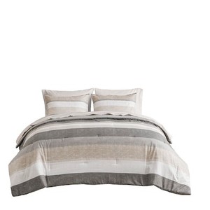 Twin  Gracie Mills Ware Striped Comforter Set with Bed Sheet and pillow Sham.