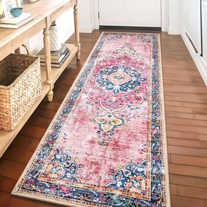 2x8 Runner Rug Pink Boho Area Rug for Hallway Entryway Kitchen Laundry Room Bathroom Bedroom Non Slip Blush Vintage Rug Indoor Lightweight Carpet Retail $86