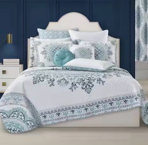Queen - Afton Blue Polyester FullQueen Quilt Set (3-Piece) RETAIL $150.00