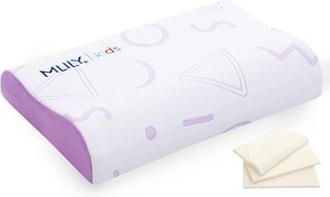MLILY Kids Pillow for Sleeping, Adjustable Kids Memory Foam Pillow for Bed Set, Breathable and Soft Pillows for Kids Boy Girl, CertiPUR-US Certified, 12x20 Inch, Purple Retail $34