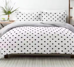 FullQueen Light Gray Painted Polkadot Print 3-Piece Reversible FullQueen Duvet Cover Set