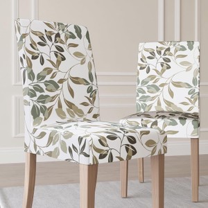 2-Pack Botanical Print Stretch Fit Elastic Dining Chair Cover Pair, Sage Green - small snag as pictured