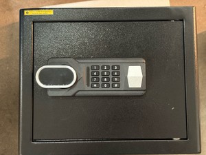 Black Mini Fire Safe, Stainless Steel Construction, Keypad to Open and Key Backup, Comes With Two Keys and Instructions on How to Set the Key Code