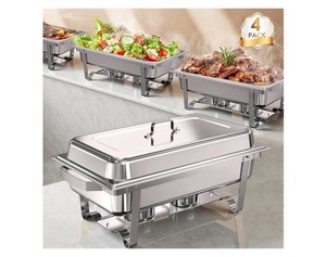 Chafing Dishes for Buffet 4 Pack, 11QT Large Size and Sturdy Stainless Steel Food Warmers for Parties Buffet Silver Colors Catering Supplies Buffet Display