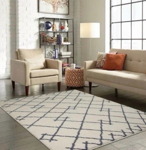Indoor Area Rug 5-Feet X 7-Feet Cream Color With Gray Accents From Project 62 Pile 100% Olefin 5x7 Area