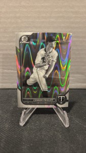 2022 Bowman, chrome black and white ray wave refractor Conner Prielipp rookie card