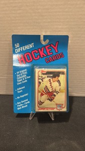 A sealed pack of 50 different original out of print hockey cards