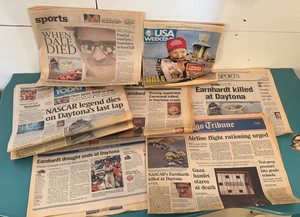 Seven Newspapers Highlighting Dale Earnhardt
