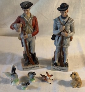 Two Handpainted Soldiers and Five Miniature Animals