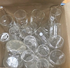 assortment of glass beakers