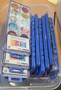 Lot of watercolor paint