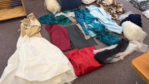 miscellaneous fabric, tulle and costume making items