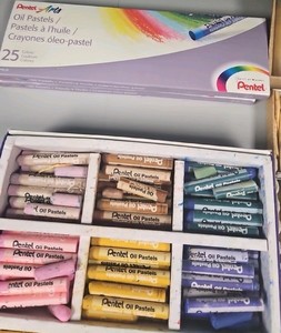 assorted pastels and charcoal