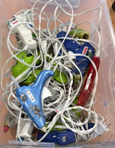 tote of glue guns